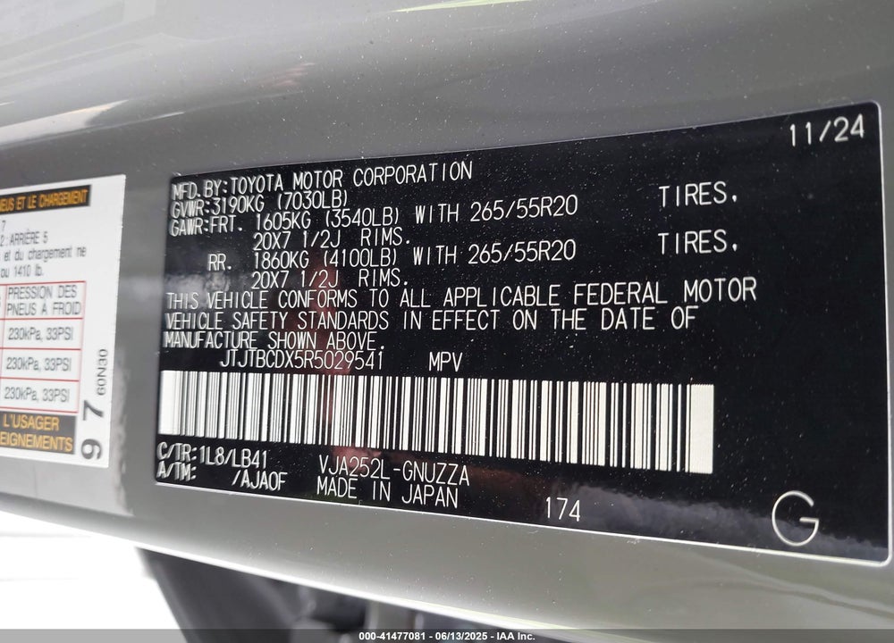 2024 LEXUS GX 550 PREMIUM+ VIN: JTJTBCDX5R5029541
