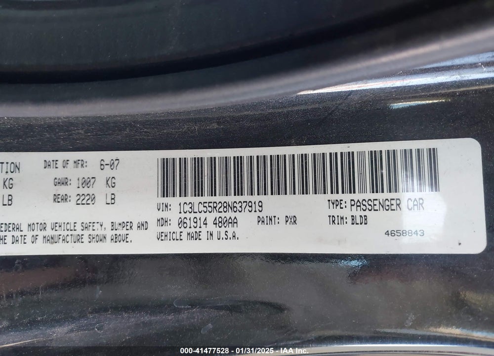 2008 CHRYSLER SEBRING TOURING VIN: 1C3LC55R28N637919