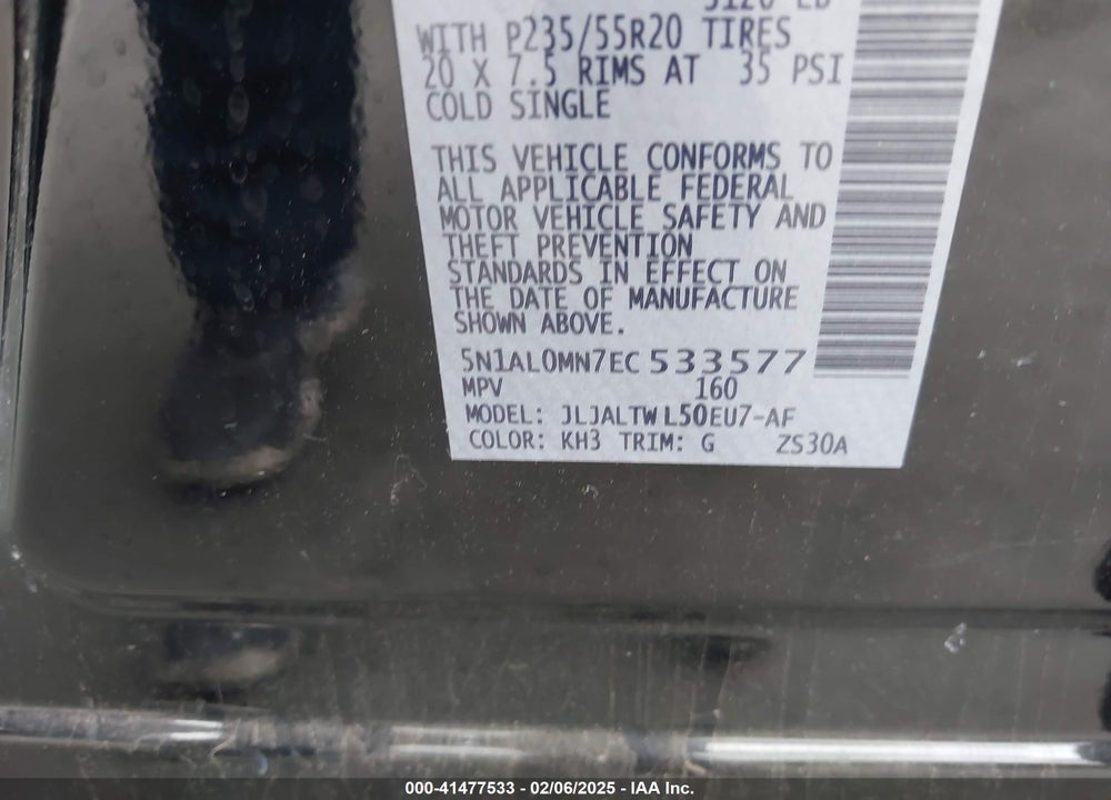 2014 INFINITI QX60 VIN: 5N1AL0MN7EC533577