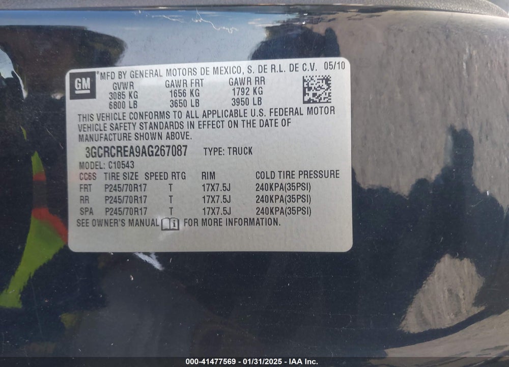 2010 CHEVROLET SILVERADO 1500 LS VIN: 3GCRCREA9AG267087
