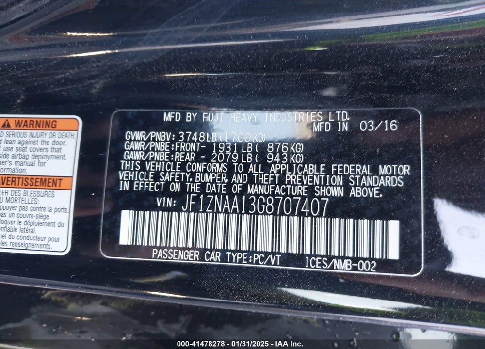 2016 SCION FR-S VIN: JF1ZNAA13G8707407