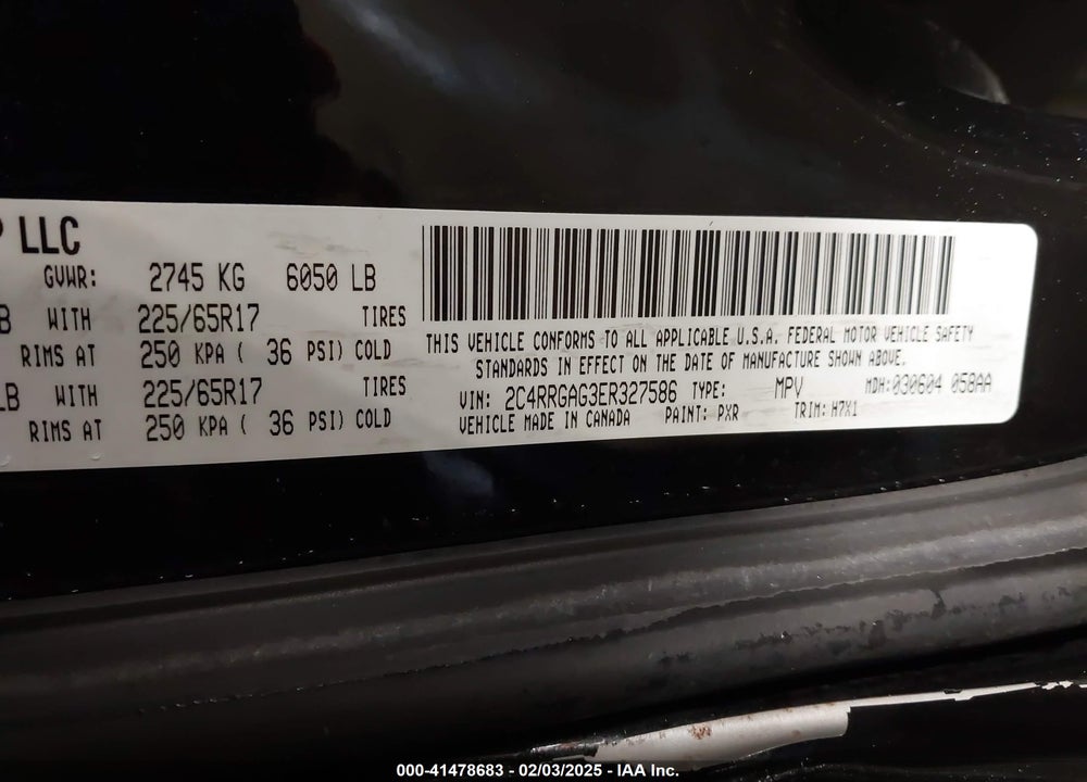 2014 RAM CARGO TRADESMAN VIN: 2C4RRGAG3ER327586