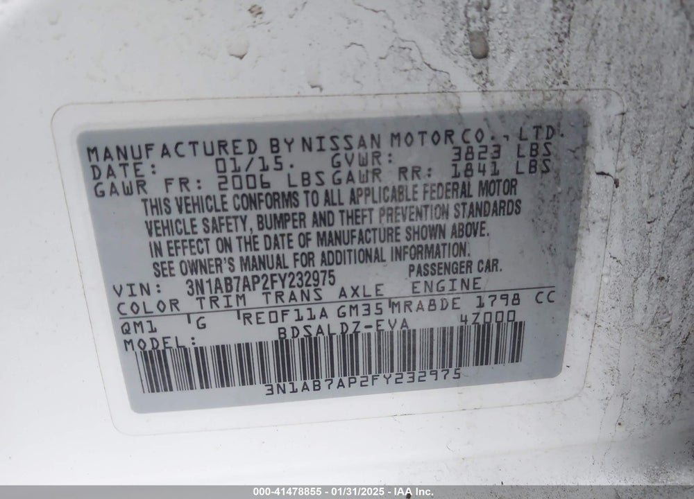 2015 NISSAN SENTRA VIN: 3N1AB7AP2FY232975