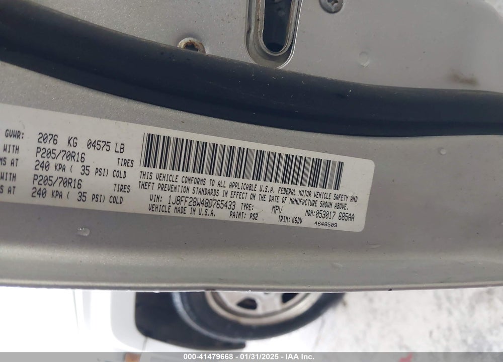 2008 JEEP PATRIOT SPORT VIN: 1J8FF28W48D765433