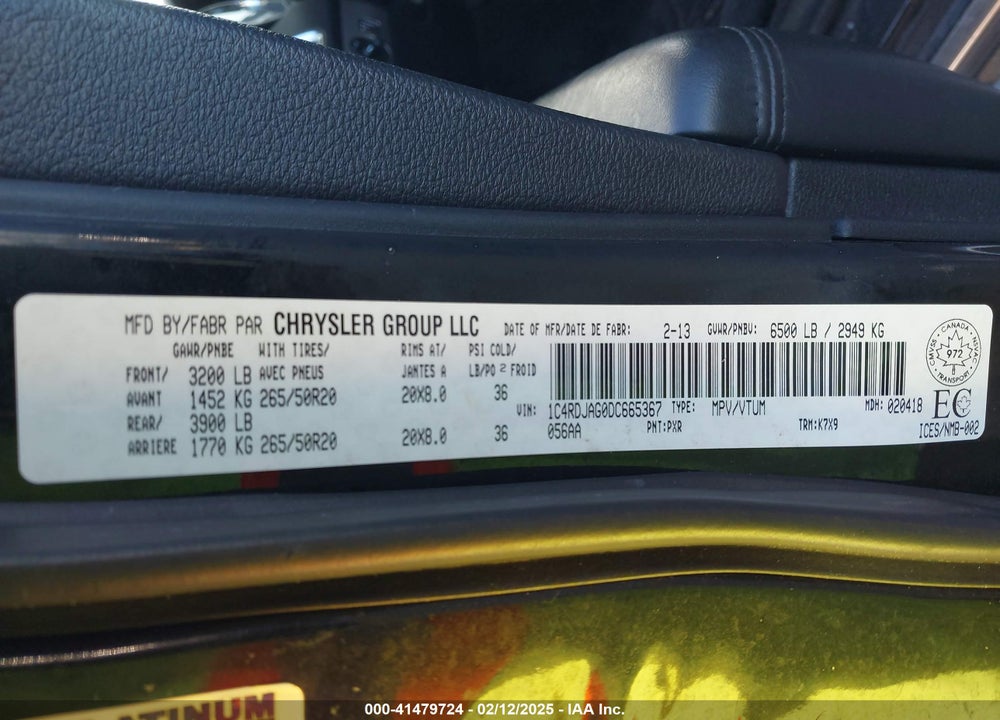 2013 DODGE DURANGO SXT VIN: 1C4RDJAG0DC665367