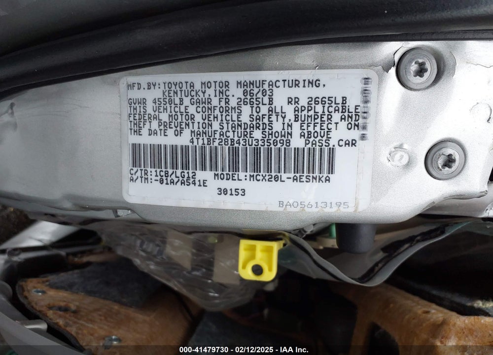 2003 TOYOTA AVALON XL VIN: 4T1BF28B43U335098