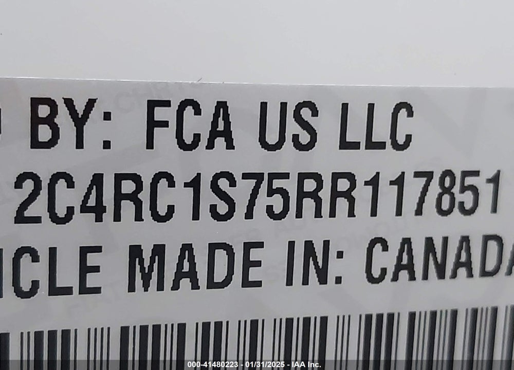 2024 CHRYSLER PACIFICA HYBRID SELECT VIN: 2C4RC1S75RR117851