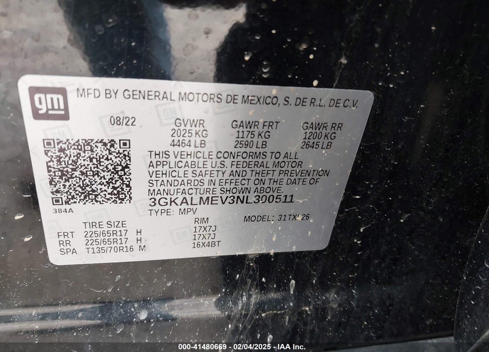 2022 GMC TERRAIN VIN: 3GKALMEV3NL300511