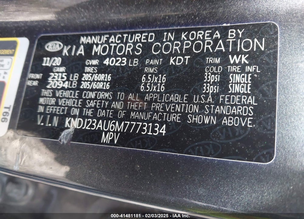 2021 KIA SOUL VIN: KNDJ23AU6M7773134