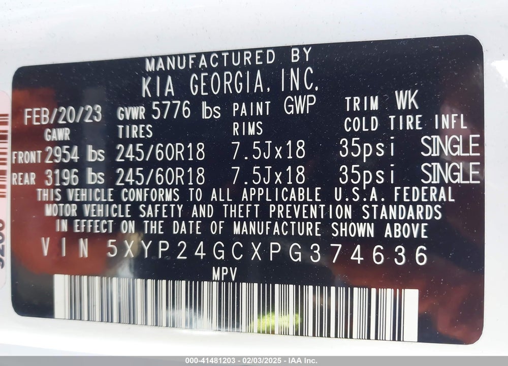 2023 KIA TELLURIDE VIN: 5XYP24GCXPG374636
