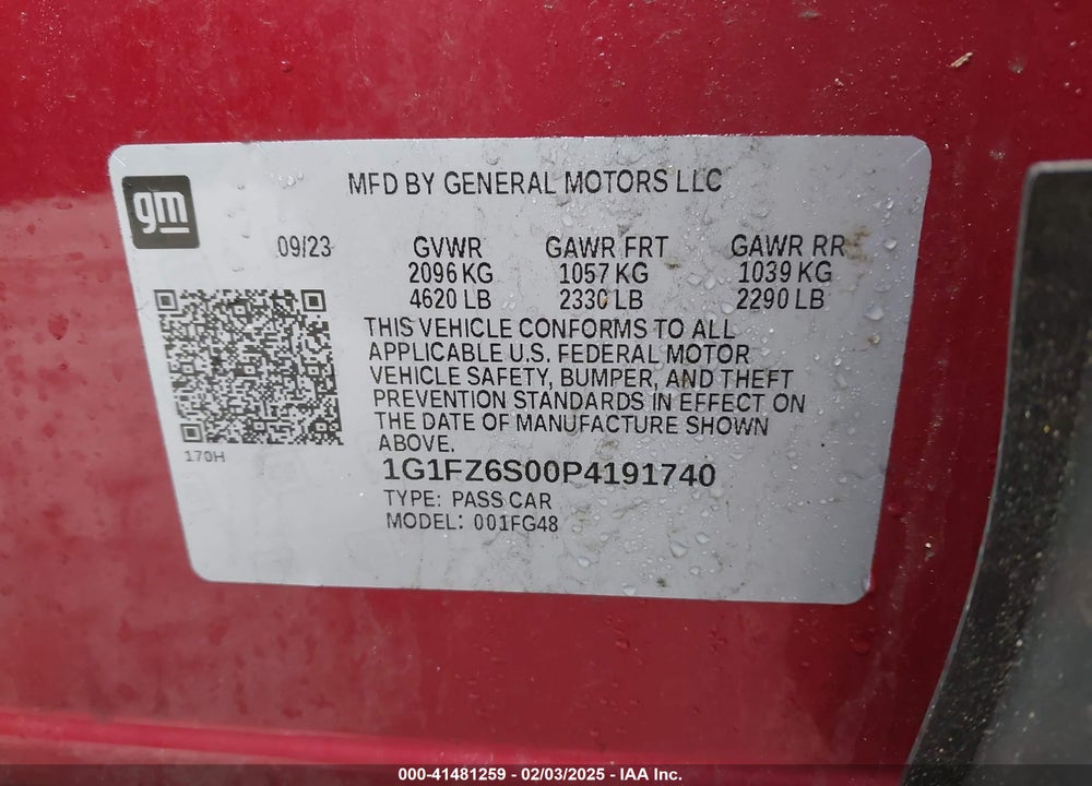 2023 CHEVROLET BOLT EUV VIN: 1G1FZ6S00P4191740