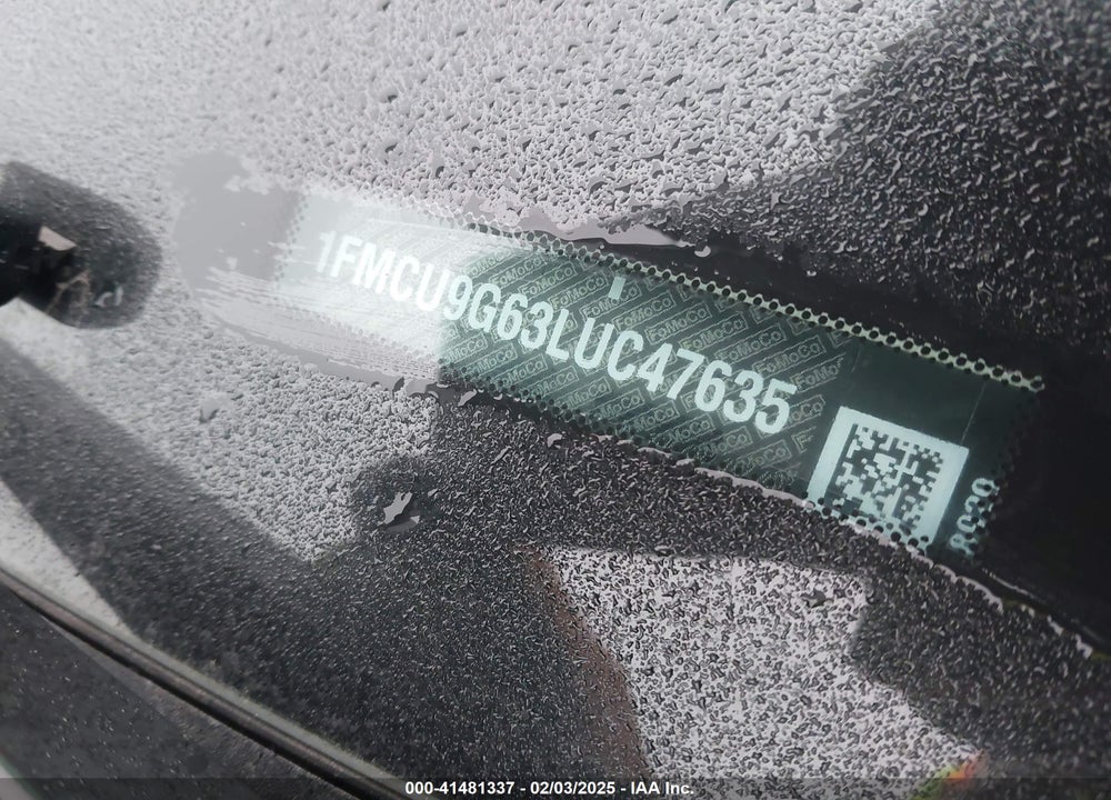 2020 FORD ESCAPE VIN: 1FMCU9G63LUC47635