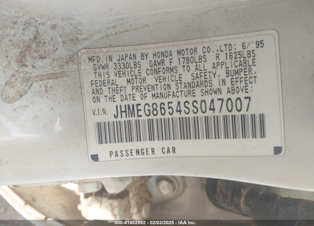 1995 HONDA CIVIC LX VIN: JHMEG8654SS047007