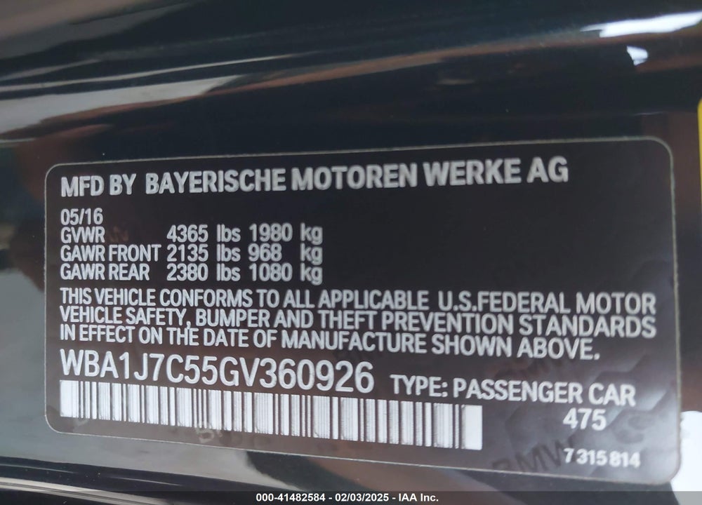 2016 BMW M235I VIN: WBA1J7C55GV360926