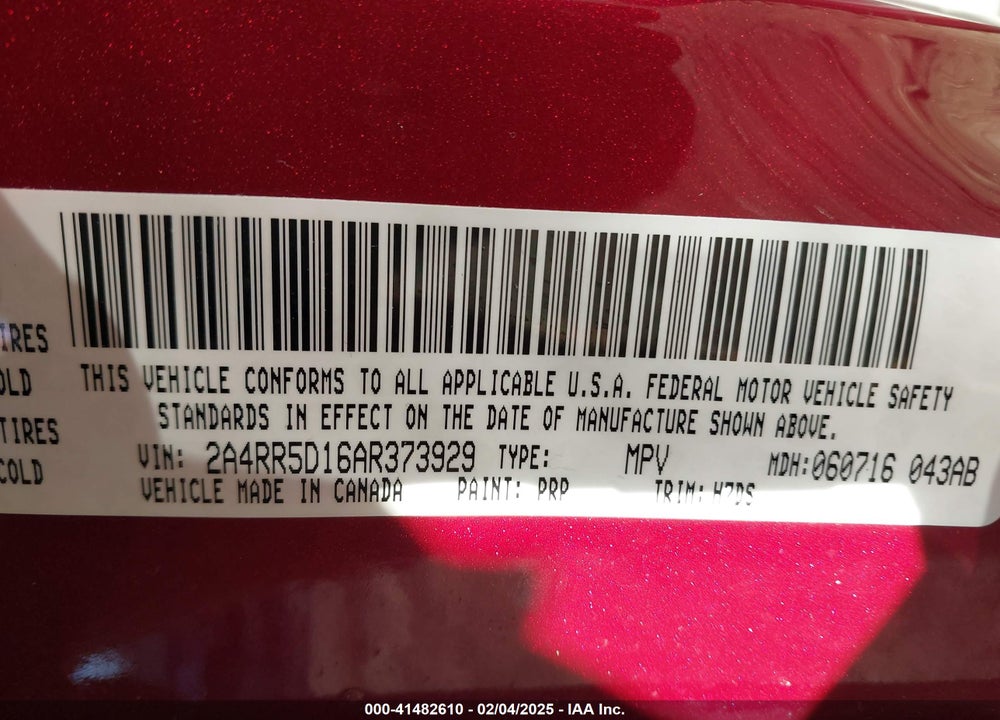 2010 CHRYSLER TOWN & COUNTRY TOURING VIN: 2A4RR5D16AR373929