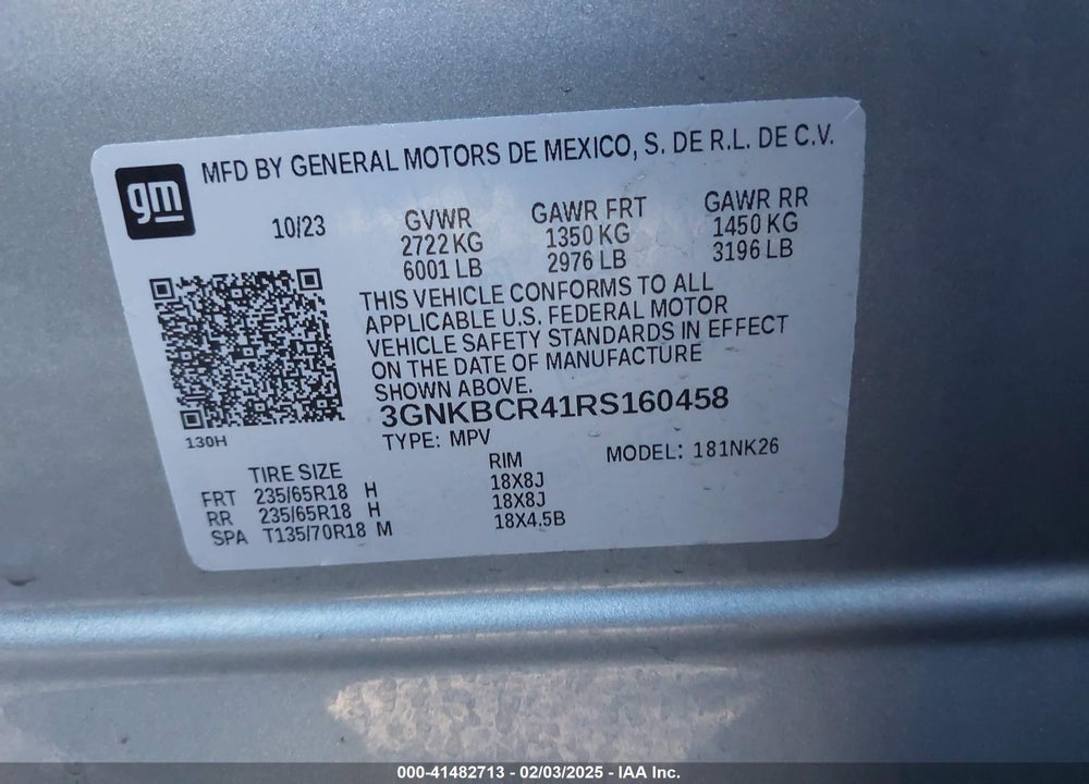 2024 CHEVROLET BLAZER VIN: 3GNKBCR41RS160458