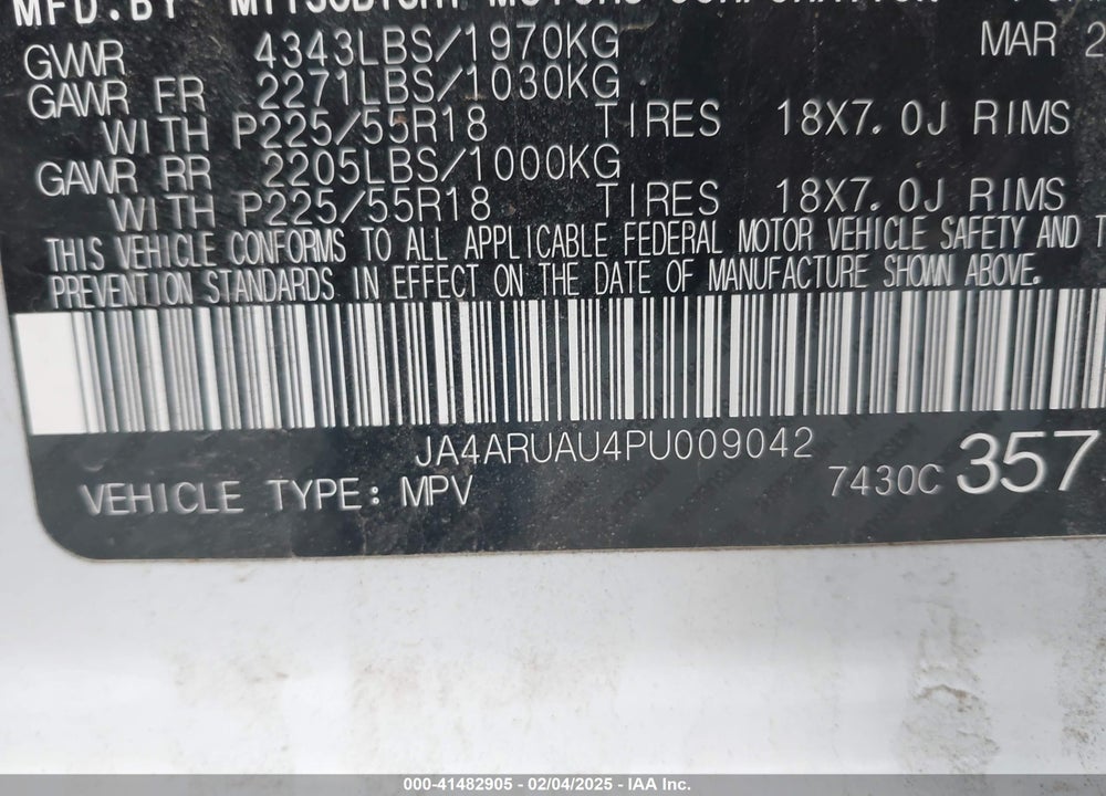 2023 MITSUBISHI OUTLANDER SPORT 2.0 RALLIART AWC VIN: JA4ARUAU4PU009042