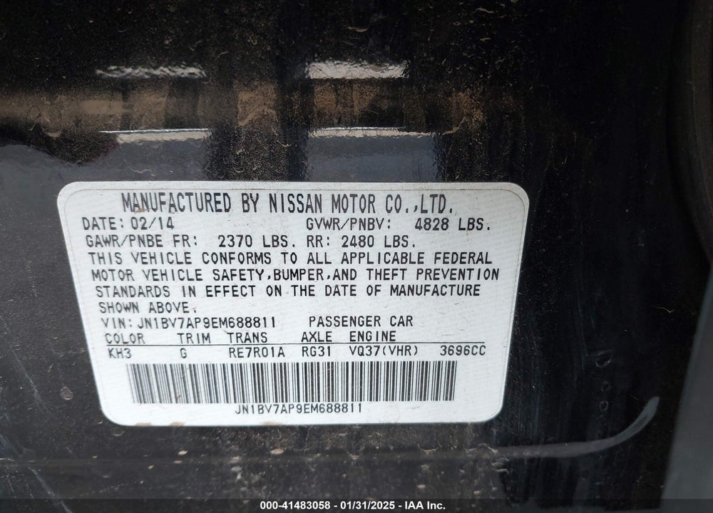 2014 INFINITI Q50 SPORT VIN: JN1BV7AP9EM688811