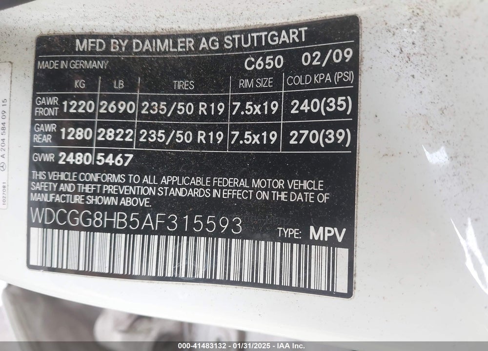 2010 MERCEDES-BENZ GLK 350 VIN: WDCGG8HB5AF315593