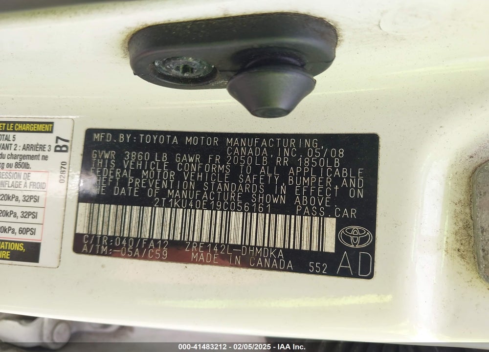 2009 TOYOTA MATRIX VIN: 2T1KU40E19C056161