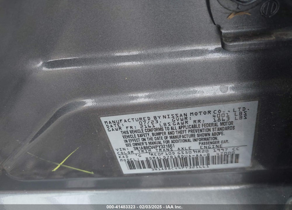 2023 NISSAN SENTRA SV XTRONIC CVT VIN: 3N1AB8CV4PY321661