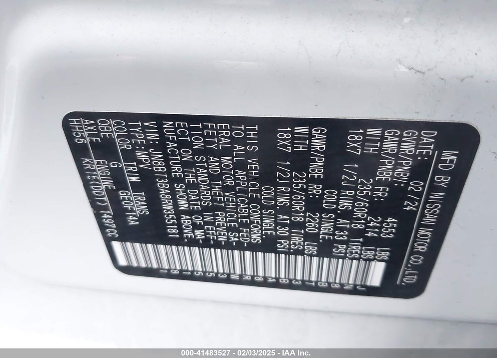 2024 NISSAN ROGUE SV FWD VIN: JN8BT3BA8RW355181