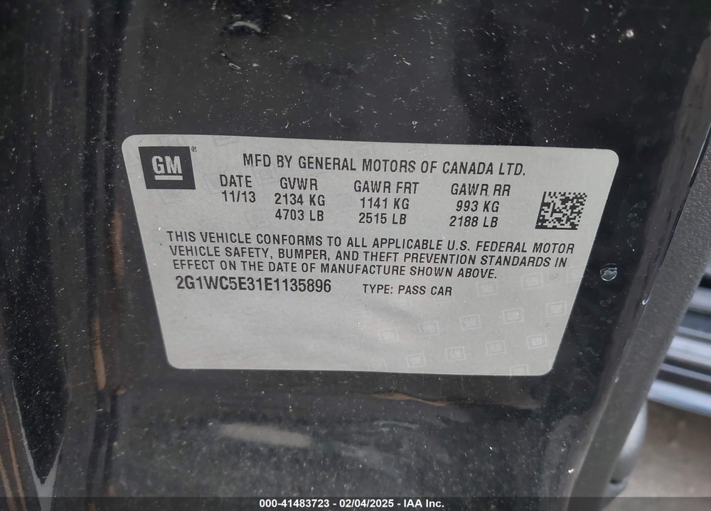 2014 CHEVROLET IMPALA LIMITED LTZ VIN: 2G1WC5E31E1135896