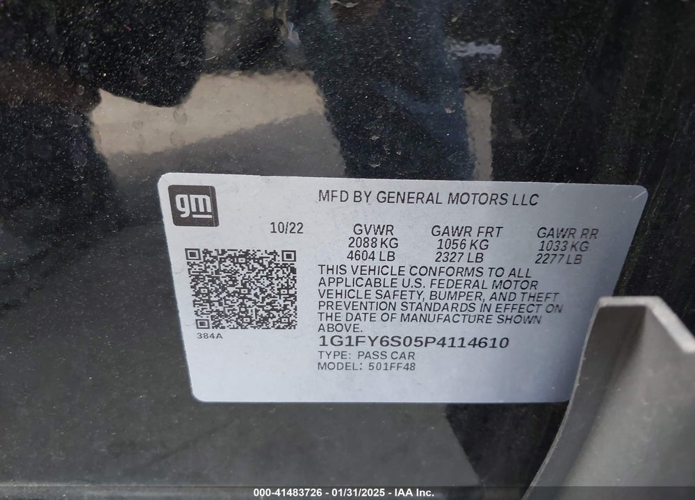 2023 CHEVROLET BOLT EUV VIN: 1G1FY6S05P4114610