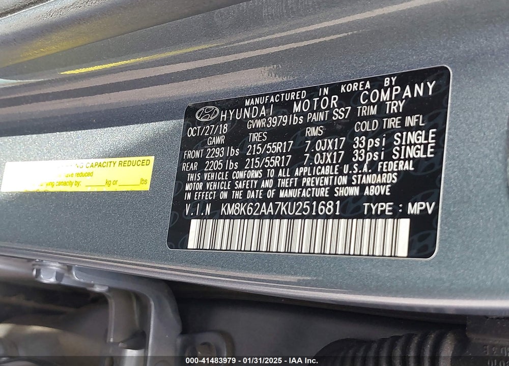 2019 HYUNDAI KONA SEL VIN: KM8K62AA7KU251681