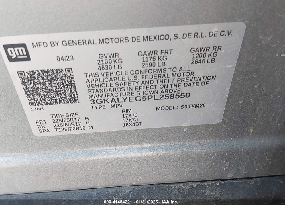 2023 GMC TERRAIN AWD AT4 VIN: 3GKALYEG5PL258550
