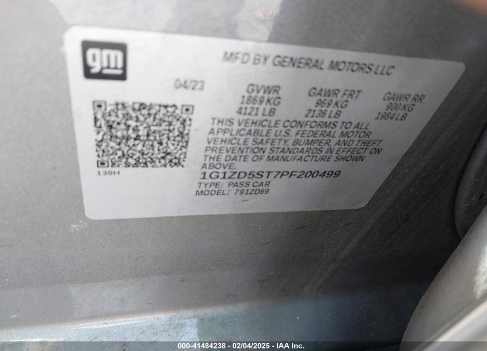 2023 CHEVROLET MALIBU VIN: 1G1ZD5ST7PF200499