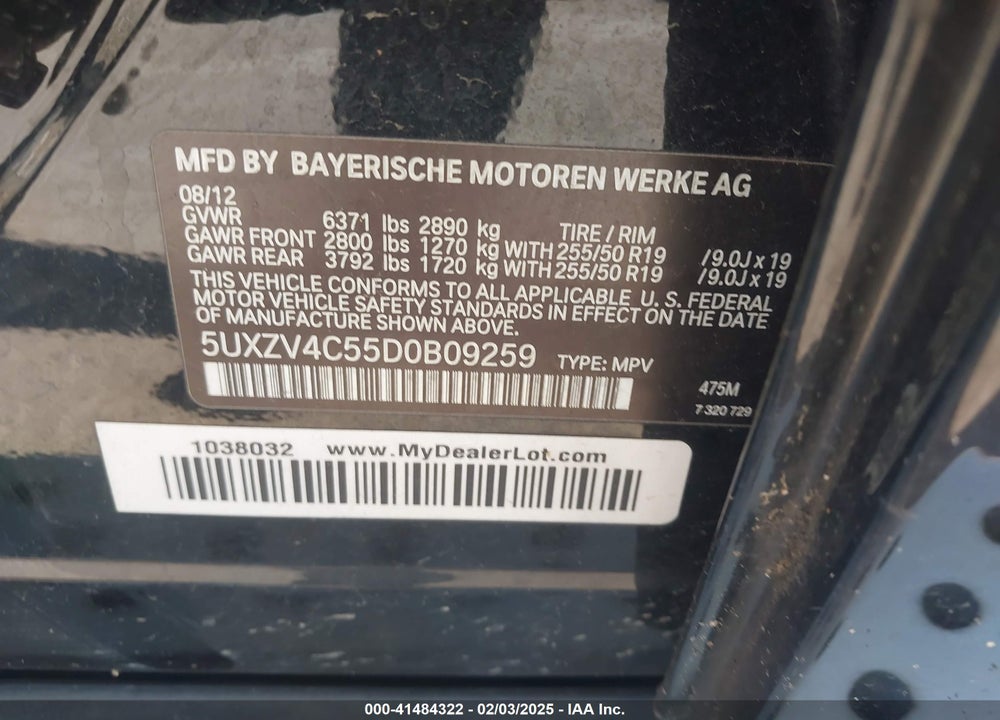 2013 BMW X5 XDRIVE35I/XDRIVE35I PREMIUM/XDRIVE35I SPORT ACTIVITY VIN: 5UXZV4C55D0B09259