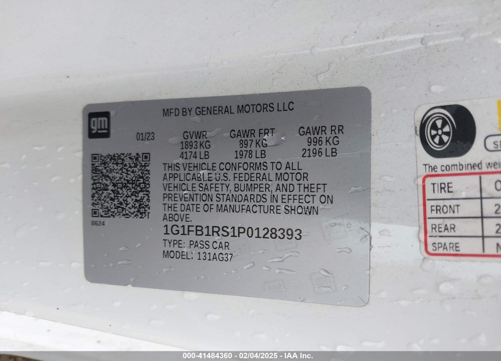 2023 CHEVROLET CAMARO RWD 1LT VIN: 1G1FB1RS1P0128393