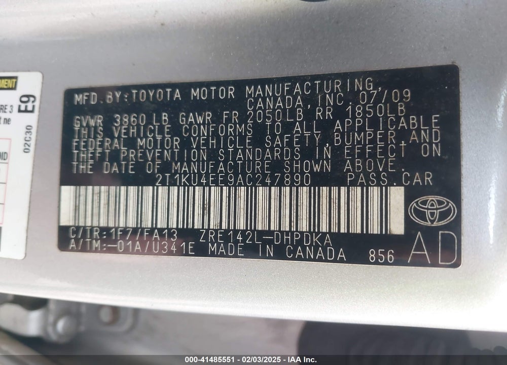 2010 TOYOTA MATRIX VIN: 2T1KU4EE9AC247890