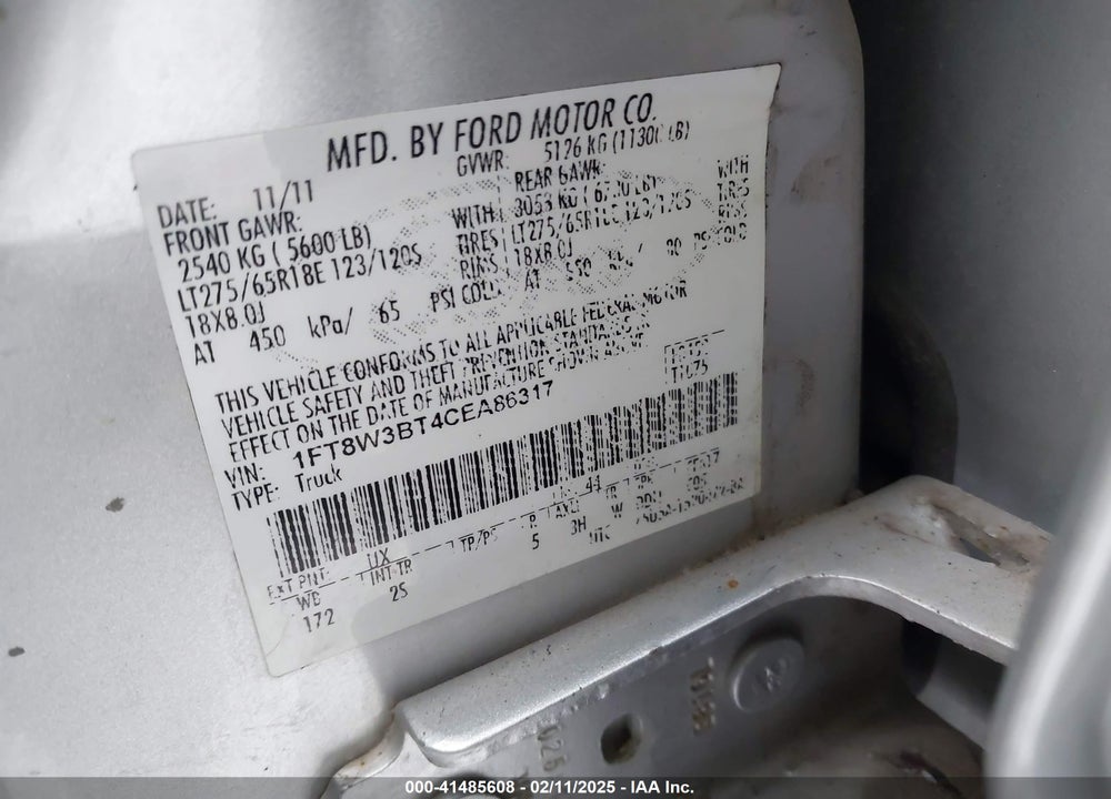 2012 FORD F-350 XLT VIN: 1FT8W3BT4CEA86317