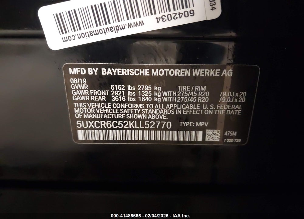 2019 BMW X5 VIN: 5UXCR6C52KLL52770