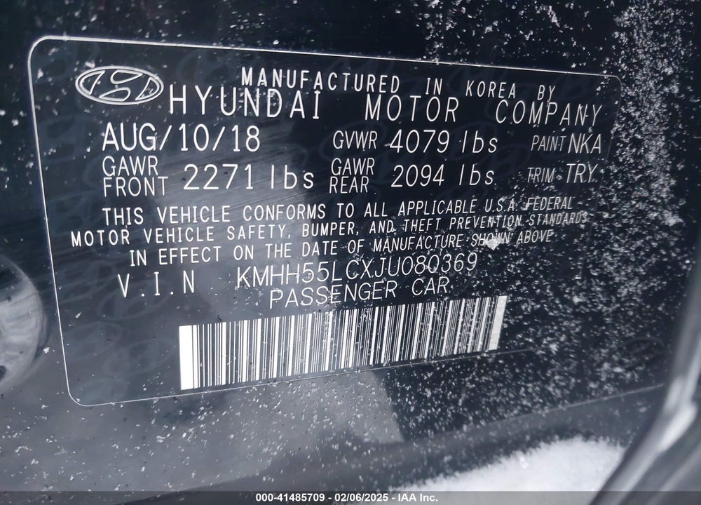 2018 HYUNDAI ELANTRA GT SPORT VIN: KMHH55LCXJU080369