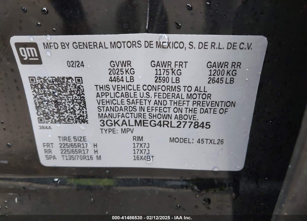 2024 GMC TERRAIN FWD SLE VIN: 3GKALMEG4RL277845