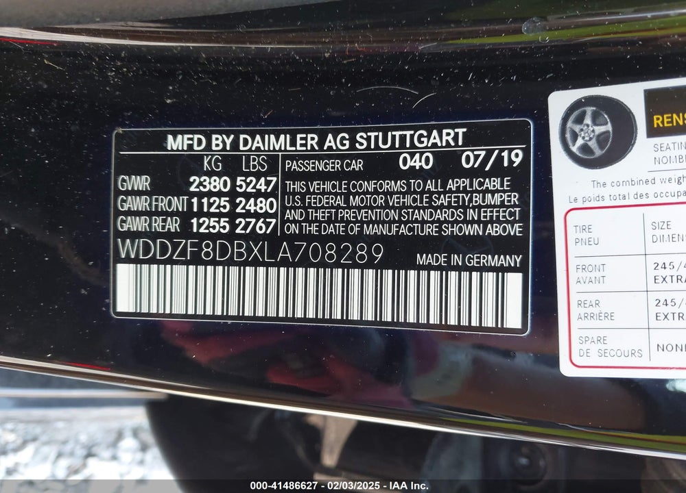 2020 MERCEDES-BENZ E 350 VIN: WDDZF8DBXLA708289