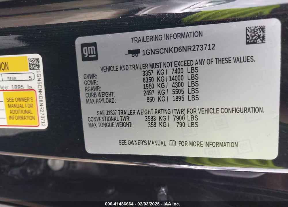 2022 CHEVROLET TAHOE 2WD LT VIN: 1GNSCNKD6NR273712