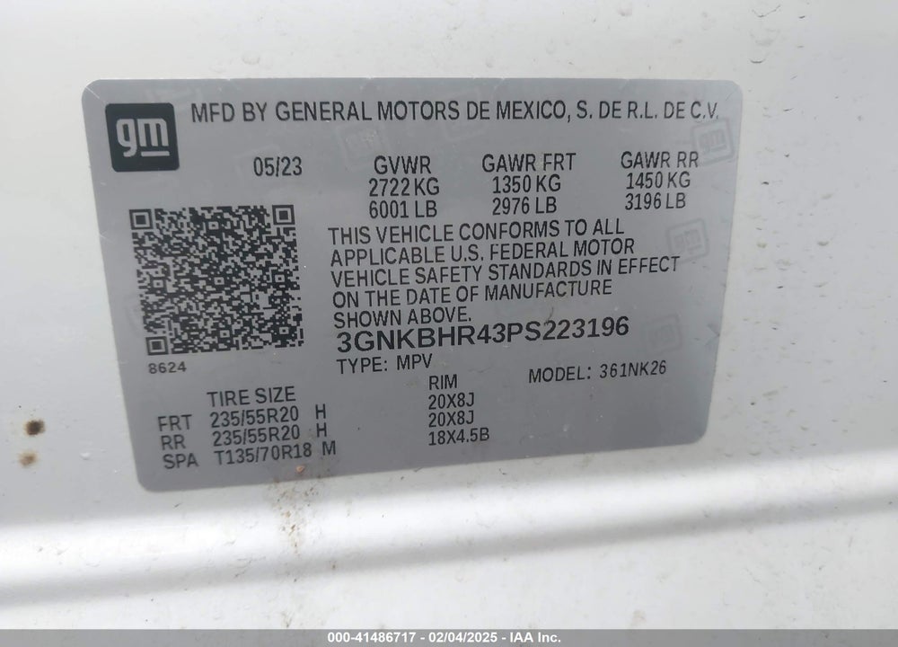 2023 CHEVROLET BLAZER AWD 2LT VIN: 3GNKBHR43PS223196
