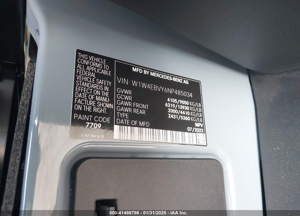 2023 MERCEDES-BENZ SPRINTER 2500 STANDARD ROOF V6 VIN: W1W4EBVY6NP485034