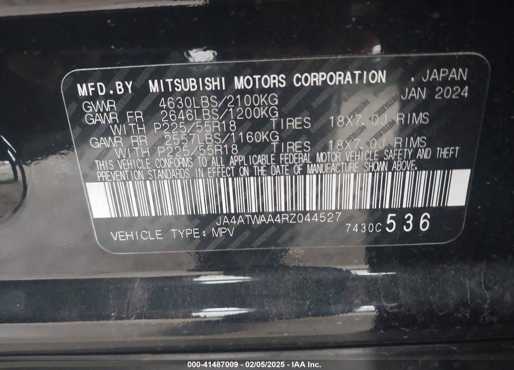 2024 MITSUBISHI ECLIPSE CROSS VIN: JA4ATWAA4RZ044527