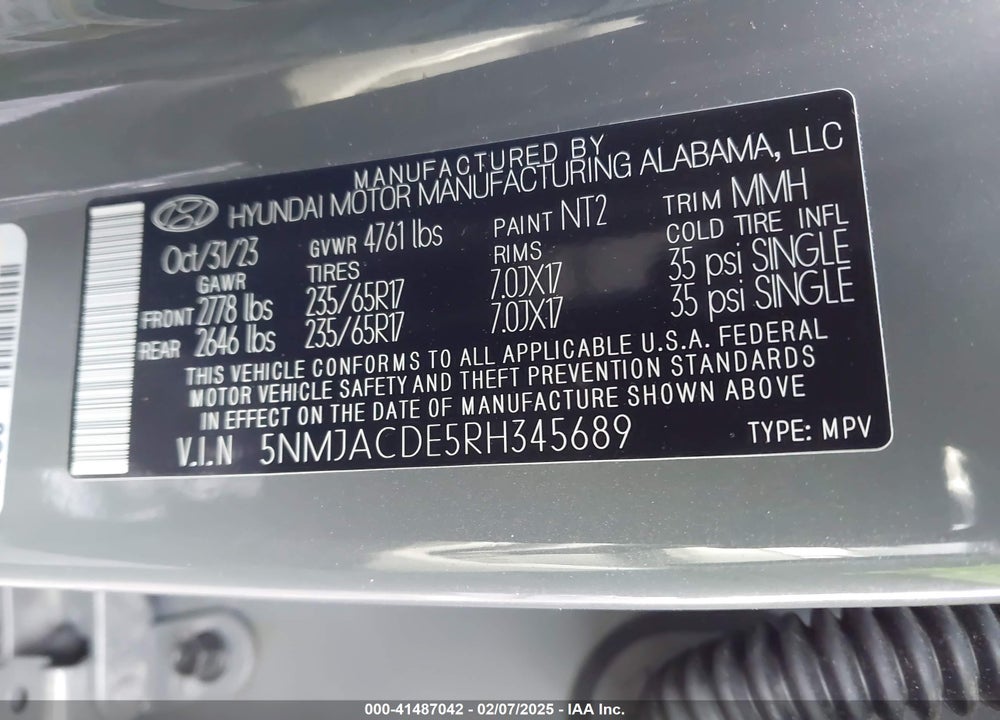 2024 HYUNDAI TUCSON SE VIN: 5NMJACDE5RH345689