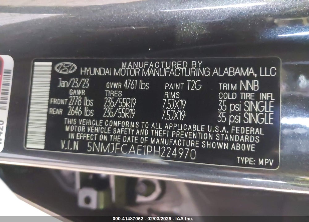 2023 HYUNDAI TUCSON VIN: 5NMJFCAE1PH224970