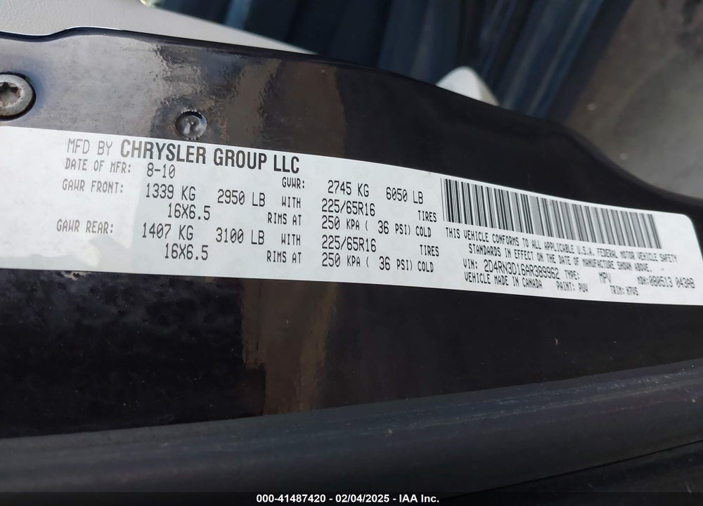 2010 DODGE GRAND CARAVAN HERO VIN: 2D4RN3D16AR389962