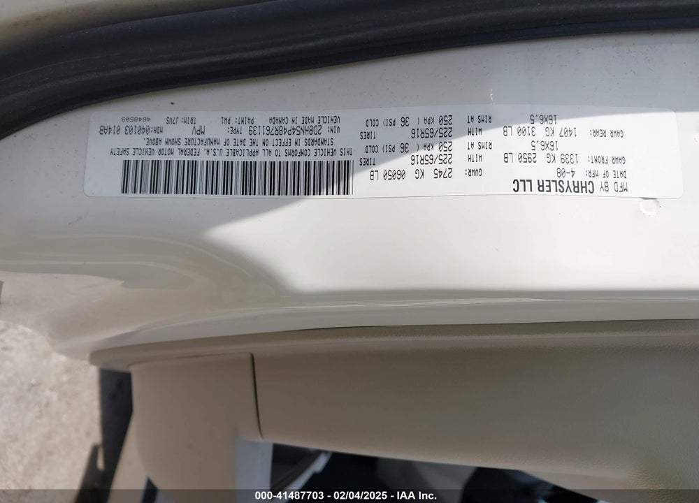 2008 DODGE GRAND CARAVAN SXT VIN: 2D8HN54P48R761139