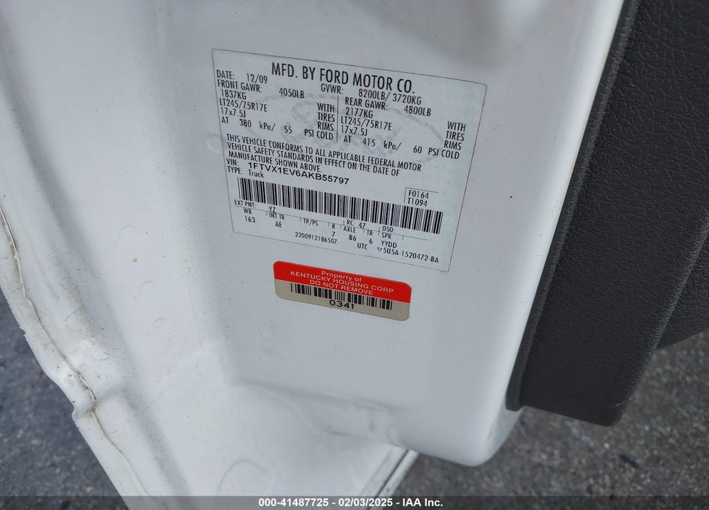 2010 FORD F-150 XL/XLT VIN: 1FTVX1EV6AKB55797