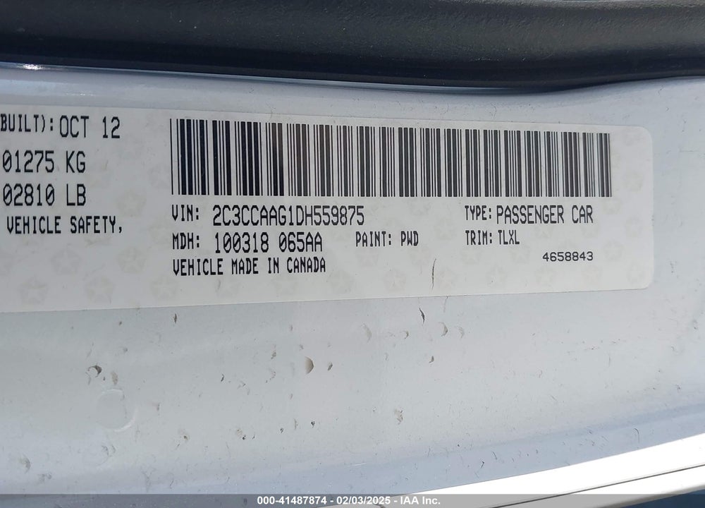 2013 CHRYSLER 300 VIN: 2C3CCAAG1DH559875