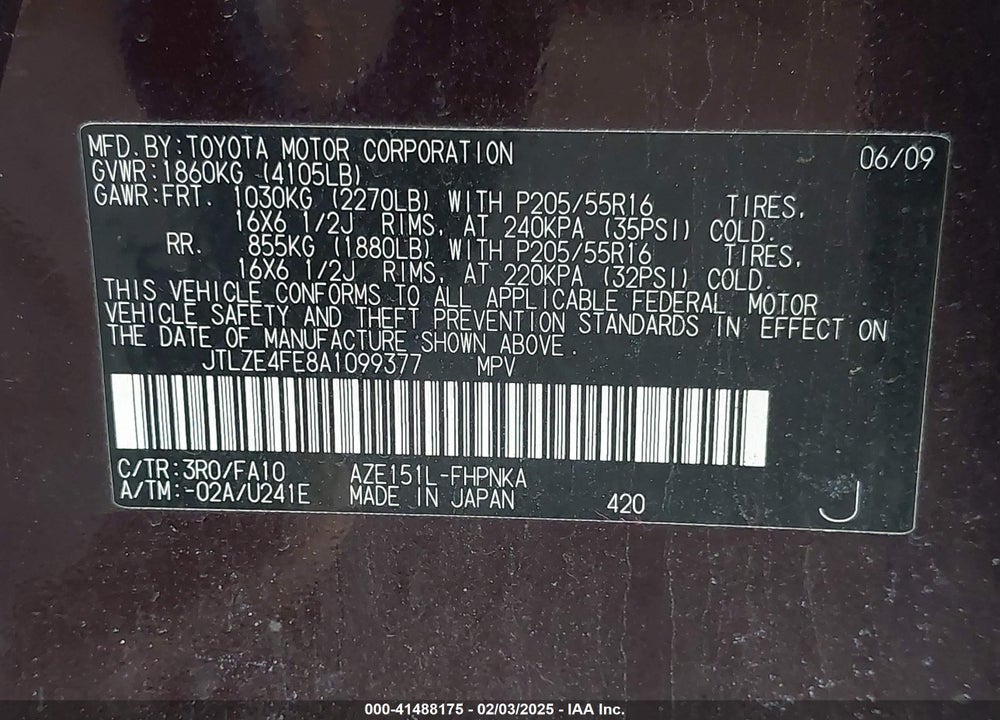 2010 SCION XB VIN: JTLZE4FE8A1099377